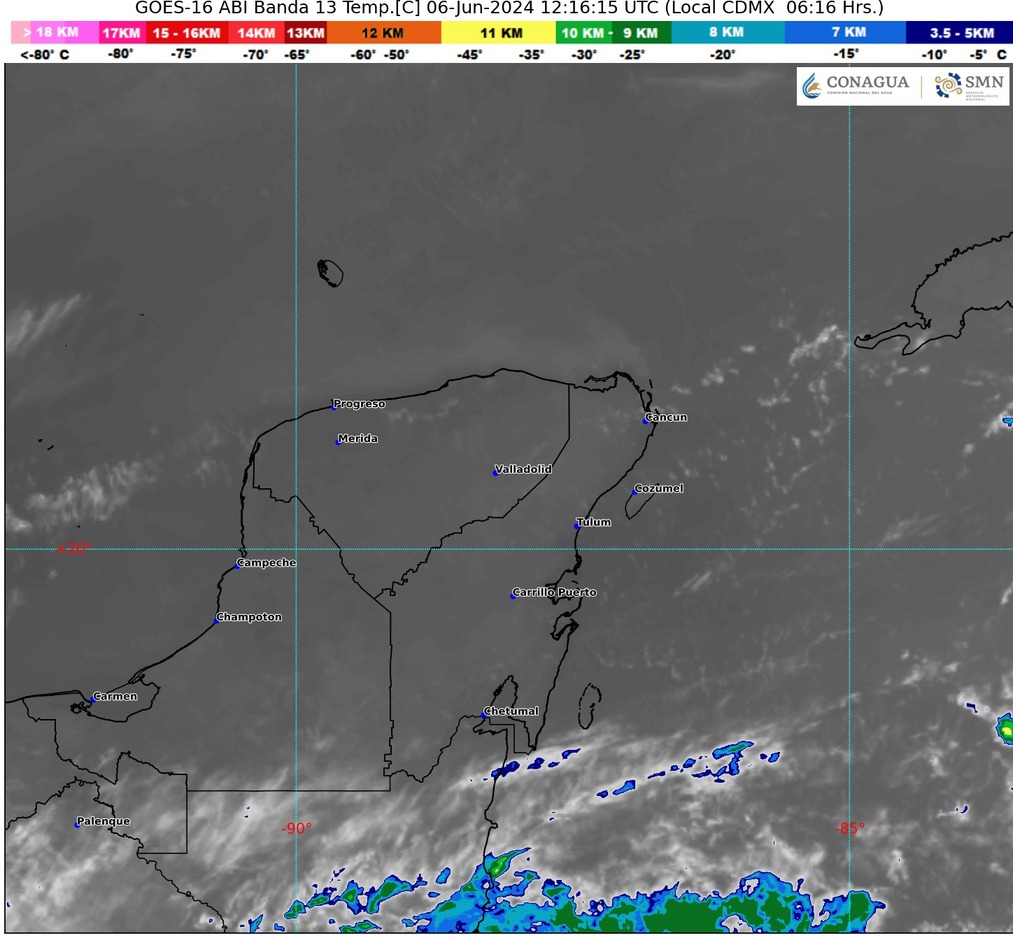 Cielo nublado y altas temperaturas en la Península de Yucatán; se esperan chubascos