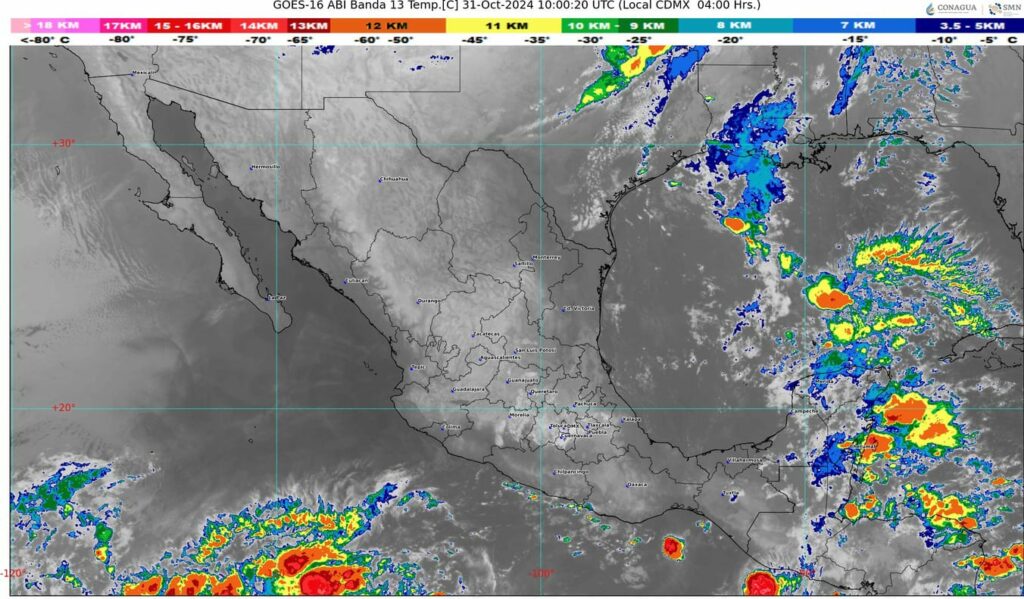 La onda tropical 30 se desplazará sobre la península de Yucatán y el sureste de México