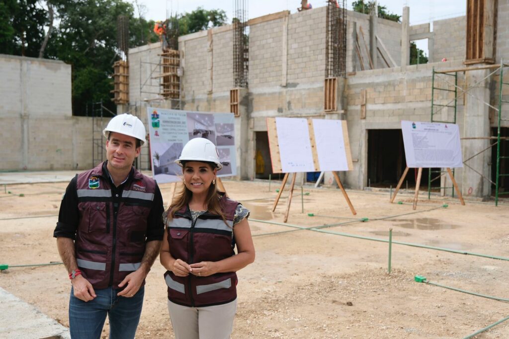 Supervisa Mara Lezama avance de lo que será el moderno edificio del C2 de Tulum para la construcción de paz, protección y seguridad de habitantes y turistas