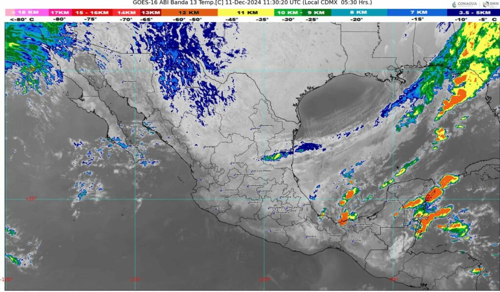 El frente frío 14 se desplazará sobre el oriente y sureste mexicano
