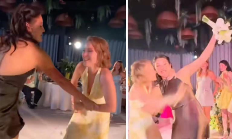 Mujer se vuelve viral por «pelear» por el ramo de una novia de forma «desesperada»