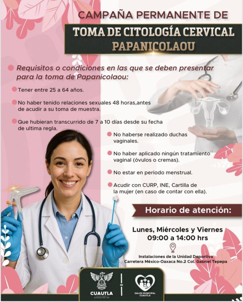 Ayuntamiento de Cuautla refuerza campaña gratuita de Papanicolau para detección oportuna