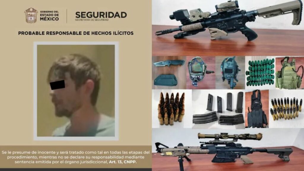 Detienen a norteamericano con armas de uso exclusivo del Ejército y credencial de la CIA en Edomex