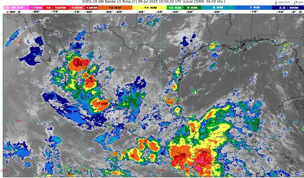 El monzón mexicano ocasionará lluvias muy fuertes en el país