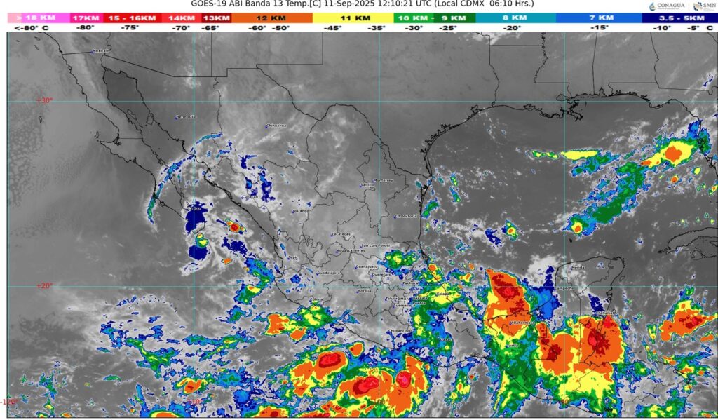 Lluvias intensas amenazan occidente, oriente, sur y sureste de México, incluida la Península de Yucatán