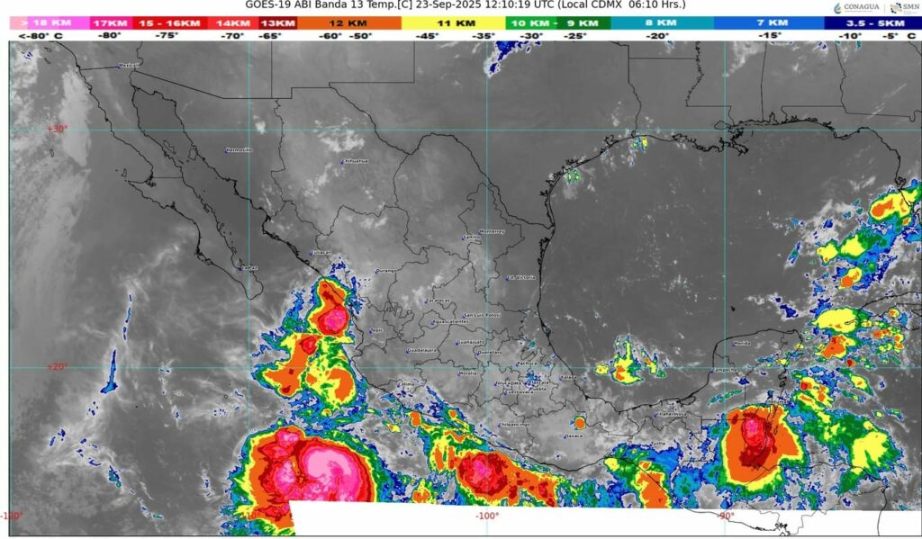 Huracán Narda, onda tropical y frente frío generarán lluvias intensas en gran parte del país