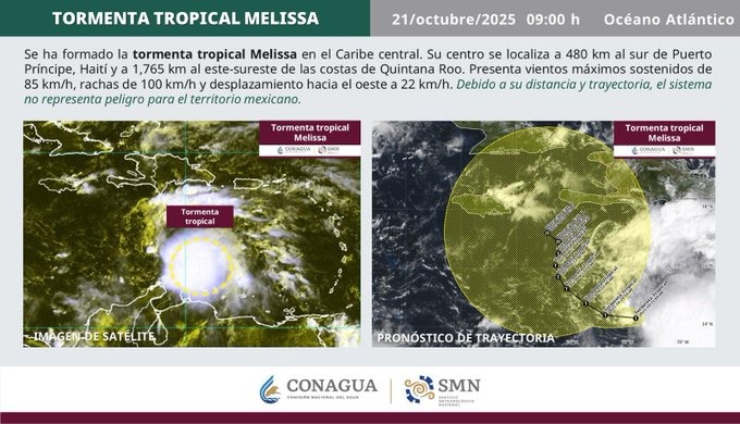 Se forma tormenta tropical Melissa en el Mar Caribe