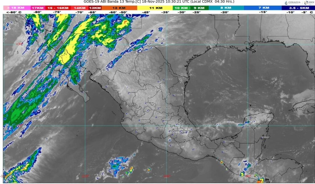 El frente frío 15 se desplazará sobre el noroeste de México