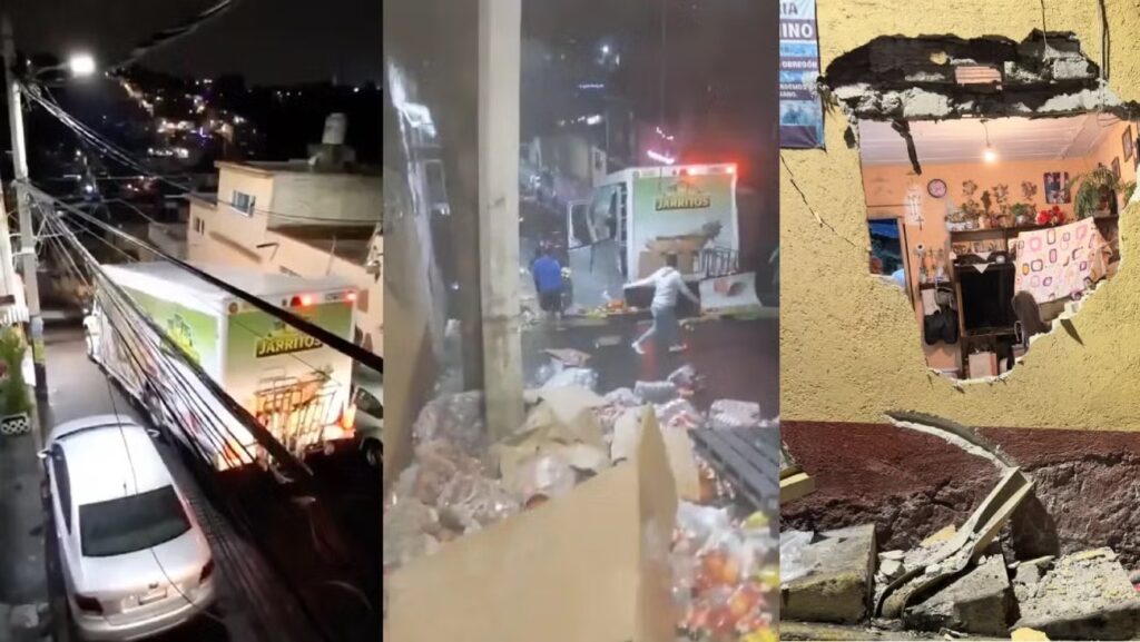 Camión de Jarritos pierde el control en ‘la bajada del diablo’ y revienta casa