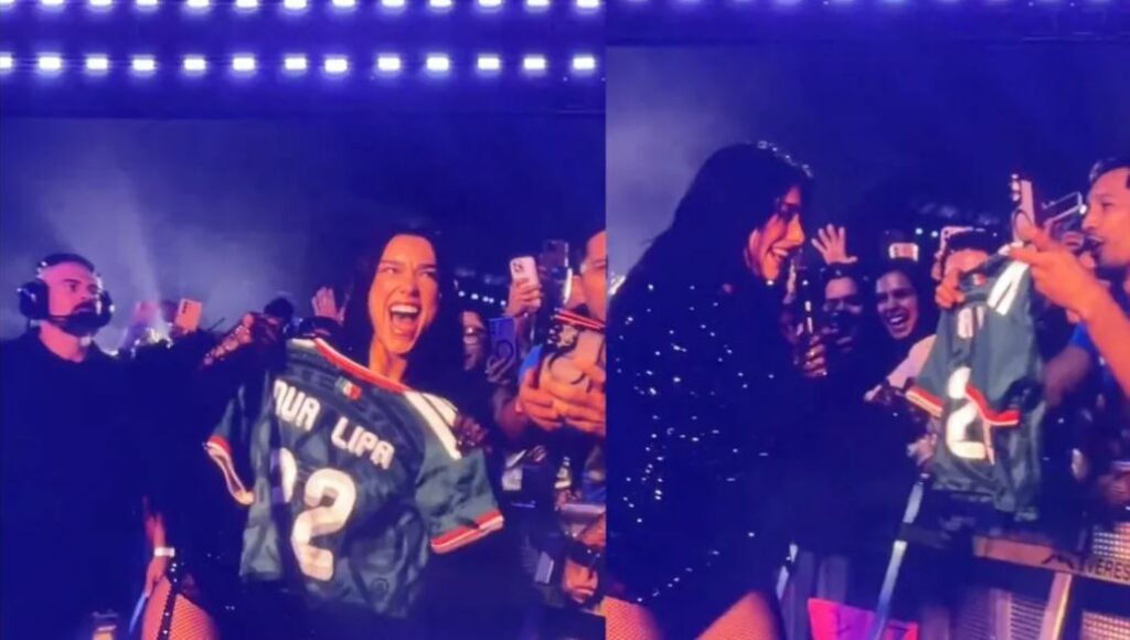 ¡Emotiva despedida! Dua Lipa recibe la camiseta de la Selección Mexicana en su último concierto en CdMx