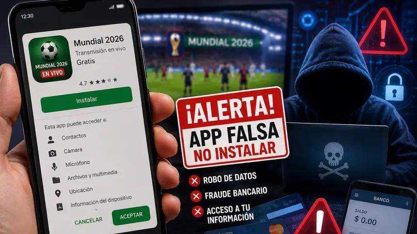 Apps falsas para ver el Mundial 2026 gratis podrían vaciar cuentas bancarias alertan autoridades