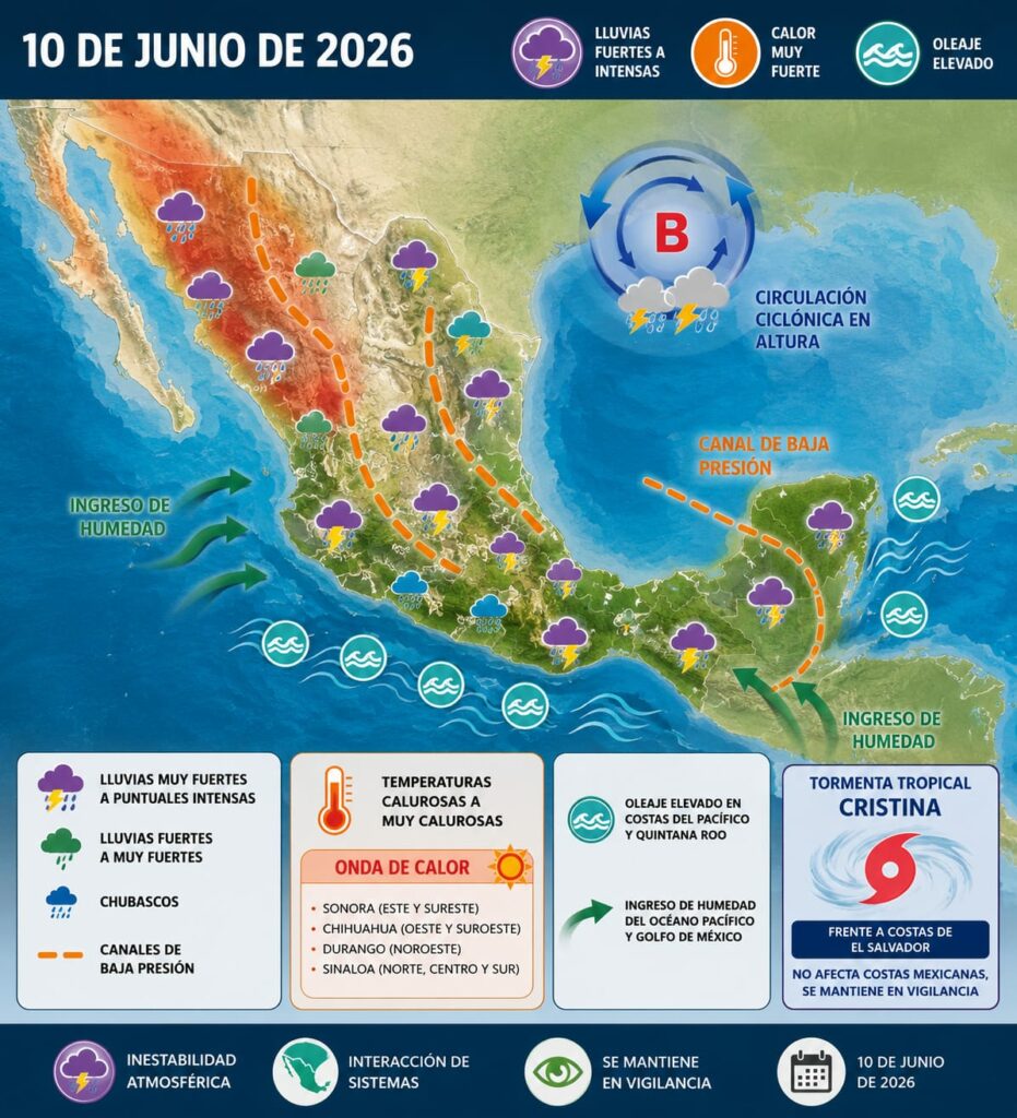 Pronostican lluvias fuertes a intensas en el golfo y la región sureste de México