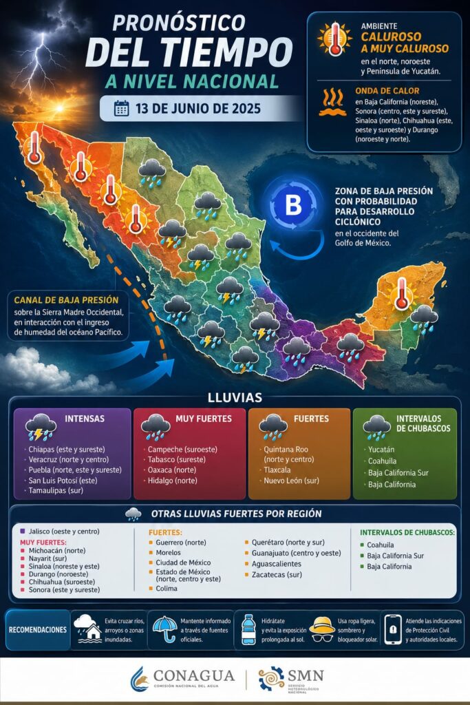 Lluvias intensas y calor extremo impactarán gran parte de México