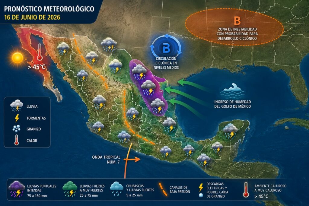 La onda tropical número 7 se desplazará frente a las costas de Oaxaca y Guerrero