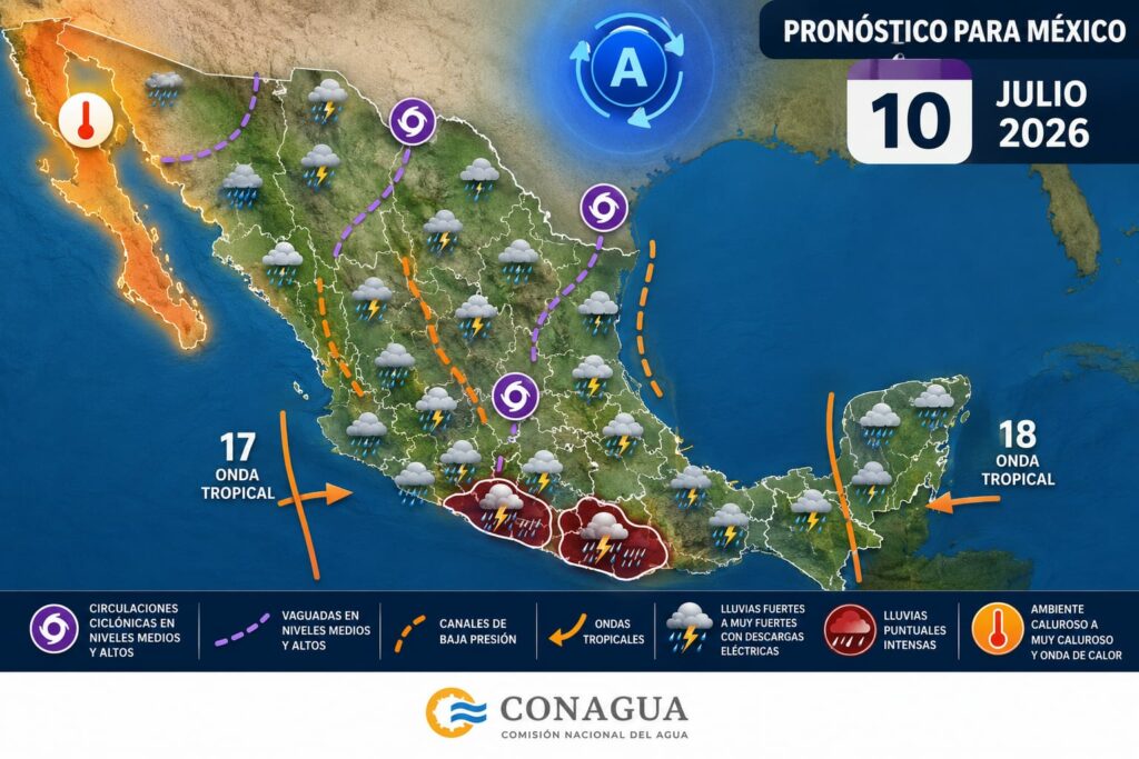La onda tropical número 17 ocasionará lluvias fuertes en la mayor parte del territorio nacional