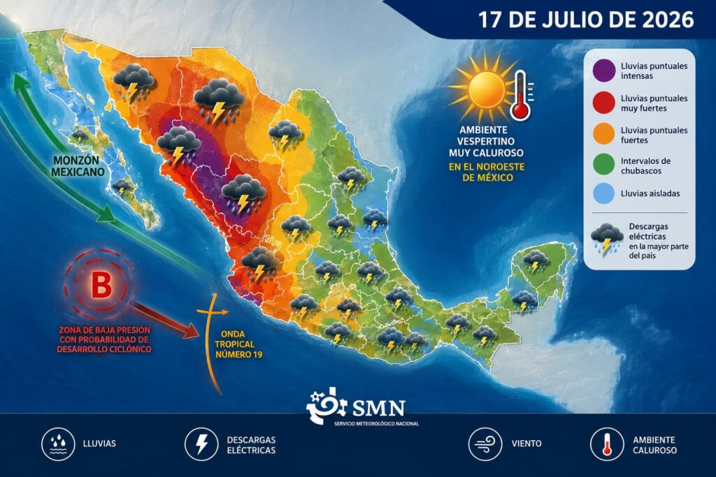 La onda tropical 19 se extenderá frente a las costas del Pacífico central mexicano