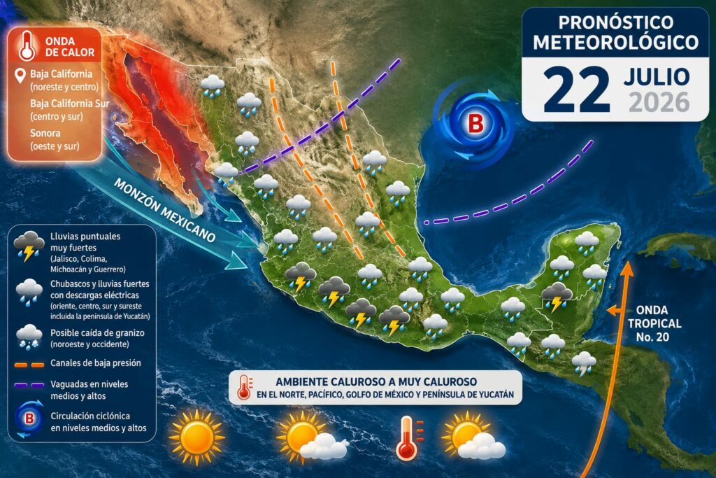 La onda tropical número 20 se desplazará sobre el sureste mexicano