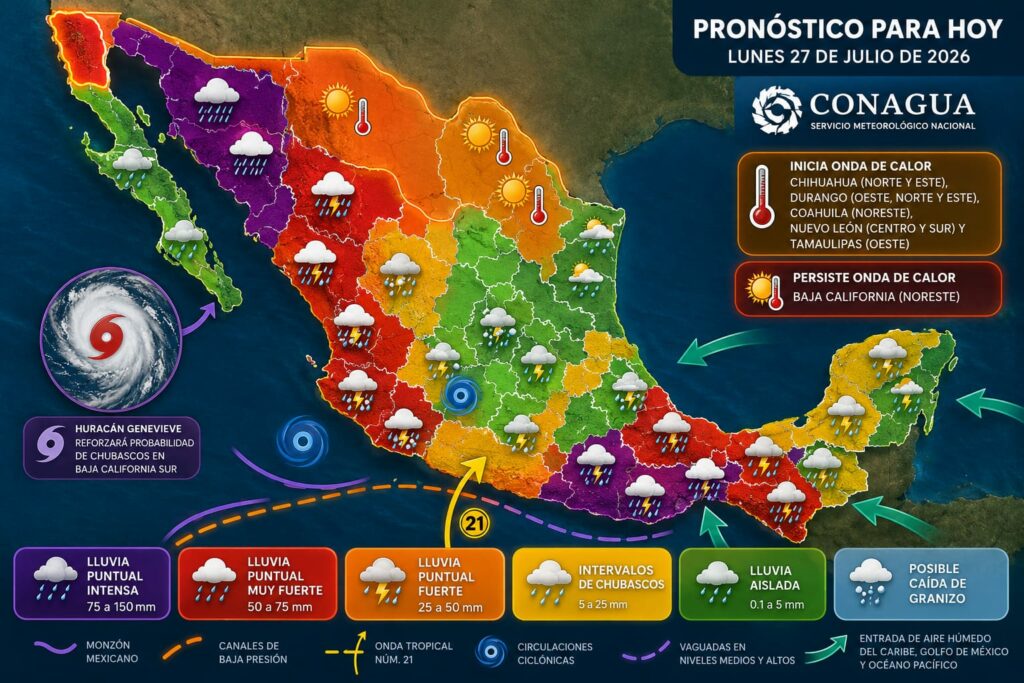 La onda tropical número 21 avanzará sobre el sur de México