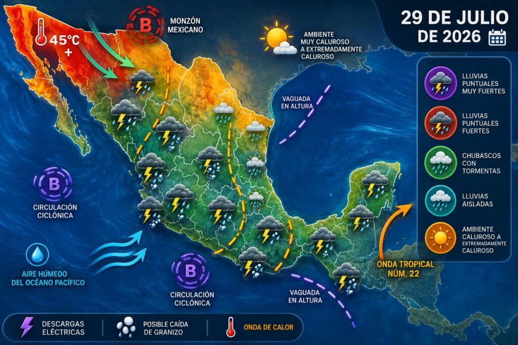La onda tropical número 22 ingresará y avanzará sobre México