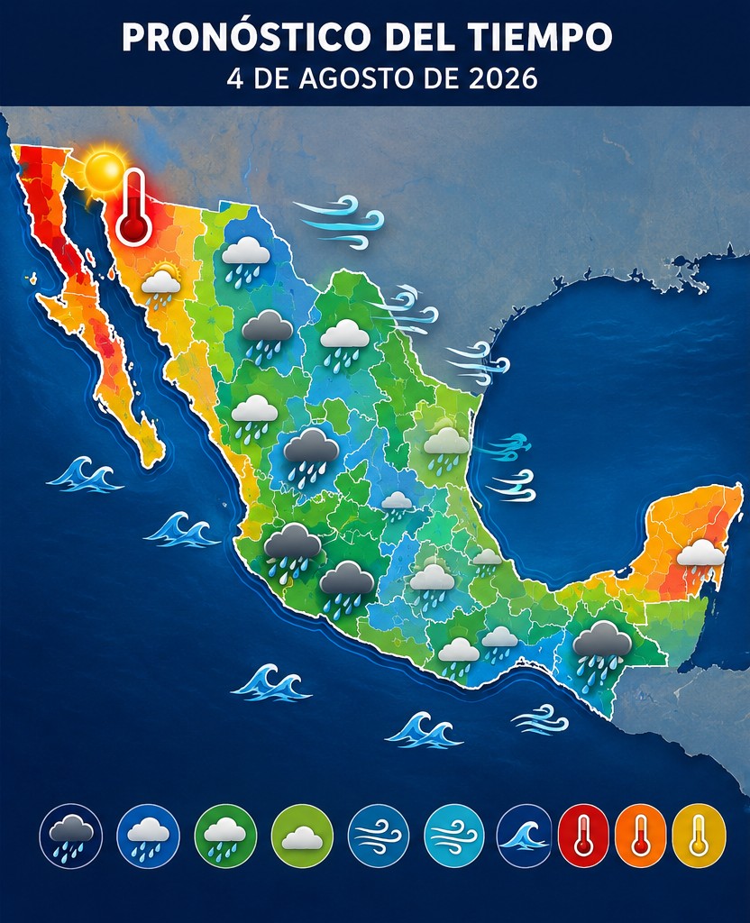 Lluvias intensas y calor extremo marcarán el clima en gran parte de México este martes