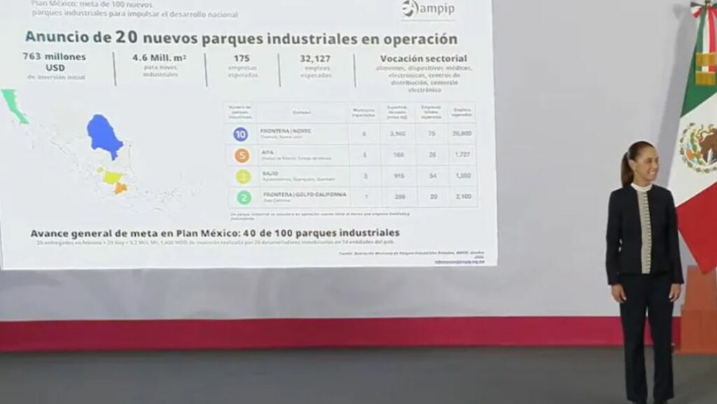 Claudia Sheinbaum anuncia tres nuevos parques industriales en Guanajuato, Aguascalientes y Querétaro